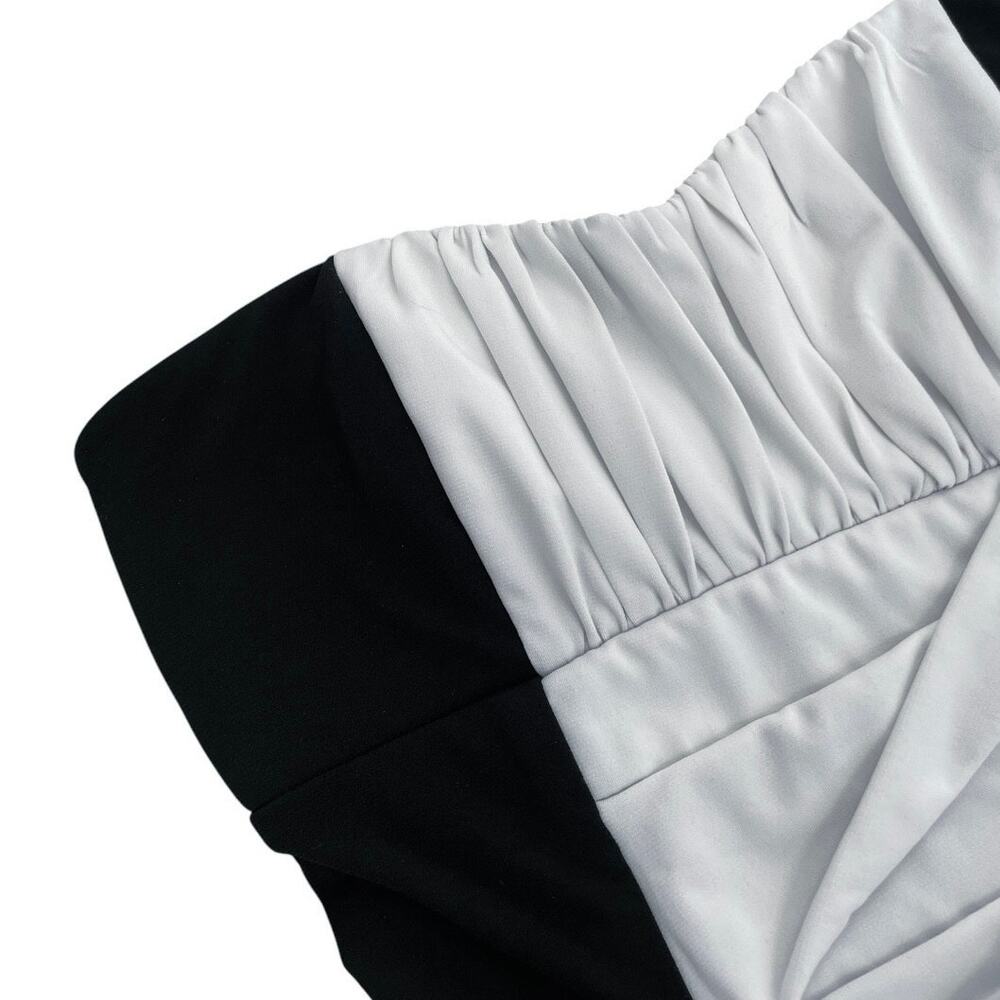 Ruby Rox Black & White Ruched Bodycon Strapless Mini Dress - Picture 3 of 7